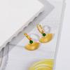 Pendientes colgantes de abanico de circonita verde redonda vintage de verano nuevos de estilo europeo y americano, pendientes de acero inoxidable de oro de 18 quilates para mujer