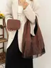 Bolso de Hombro con Borlas Escarchadas Transfronterizo para Mujer Moda Cuero Europeo y Americano Bolso Cruzado Retro Bolso de Mujer Bolsos