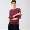 Suéter de cachemira para mujer con cuello redondo, nuevo suéter base de punto liso para otoño e invierno, suéter pullover holgado de cachemira