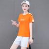 Puro Algodão Stretch Moda Casual Terno Esportivo Feminino Verão Meia-idade Mãe Calças Curtas Compra em Grupo Conjunto de Duas Peças de Dança Quadrada