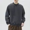2025 Nuevo Otoño Japonés Retro Tejido Denim Hombres Cuello Camisero Manga Larga Vintage Lavado Sudadera Holgada Versátil