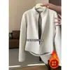 Cárdigan ajustado con forro interior de forro polar para mujer, forro de chaqueta de otoño e invierno, nuevo modelo 2026, top corto cálido para invierno