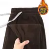 Pantalones deportivos de pana con forro polar de comercio exterior, nuevos pantalones rectos versátiles de moda, pantalones casuales holgados de estilo coreano de invierno para hombre