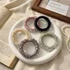 Diadema elástica plisada de satén suave estilo coreano con adornos de cristal, creando un look atmosférico, adecuada para coletas altas y moños