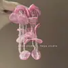 Pendientes Exagerados de Estilo Festivo con Borlas de Flores Moda de Nicho Pendientes Elegantes de Gama Alta Pendientes Pequeños de Lujo Accesible para Mostrar la Cara para Mujeres
