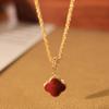 Colar de Concha Dupla Face Vermelho Amor Retro de Luxo Leve de Alta Qualidade Design Simples Elegante Versátil Corrente para Clavícula 18K