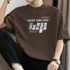 260g Algodão pesado camiseta de manga curta masculina verão meia-manga americana High Street Loose Cotton T-shirt Black Top Clothes