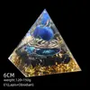 Transfronterizo 6cm Cristal Natural Letra Dorada Adorno Decorativo de Escritorio para el Hogar Pirámide de Resina para Chakra Yoga Meditación