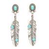 Aretes étnicos transfronterizos de estilo europeo y americano, aretes de borla con incrustaciones de turquesa de metal geométrico plateado, joyería para la oreja de Amazon