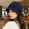 Sombrero de Pescador Plegado Estilo Coreano de Alta Calidad para Mujer, Moda Primavera y Otoño Versátil Protección Solar Sombrero Postparto, Sombrero Holgado, Sombrero Retorcido, Hace que la Cara Parezca Más Pequeña