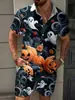 Novo Conjunto de Camisa de Manga Curta e Shorts Masculino com Estampa Engraçada de Halloween para o Verão - Venda Cruzada da Amazon
