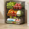 Estante Cesta de Verduras de Cocina de Pie Multicapa Estante para Frutas y Verduras Cesta de Almacenamiento Almacenamiento de Snacks Removible Multifuncional