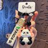 Llavero de panda de resina original y lindo tallado en madera, creativo y exquisito, llavero de pareja de panda de bambú, colgante para bolsa