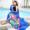 Estilo Coreano Super Grande Xale Protetor Solar Toalha de Praia Lenço de Primavera e Outono Feminino Lenço Longo de Seda Artificial Estampado Variado de Verão