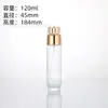 Set Cosmético Oro Rosa con Botellas de Vidrio Transparente con Tapa de Rosca para Loción, Crema Facial y Crema para Ojos, y Botellas Reutilizables para Cuidado de la Piel