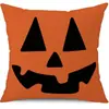 Funda de Almohada Halloween Calabaza Divertida Transfronteriza Amazon Estampado de Lino Funda Decorativa para Cojín de Sofá del Hogar