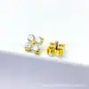 Pendientes de Trébol de Cuatro Hojas Dorados de Aleación de Titanio Astmf-13 Titanio G23 Rosca Interna Labret de Zirconia Joyería para Piercings