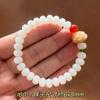 Pulsera de Raíz de Bodhi de Jade Blanco Natural Pulsera de Loto Retro para Mujer Pequeña Fresca Nicho Pareja Joyería Estilo Antiguo Venta al por Mayor