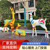 Escultura abstracta de jirafa de FRP para jardín al aire libre, escultura decorativa de paisaje grande con corte geométrico colorido