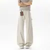Pantalones de trabajo FaGong modelo 2026 color azul, pierna recta, estilo leñador para hombre, jeans de algodón puro de pierna ancha para otoño, pantalones casuales retro americanos