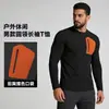 Camiseta de Manga Larga para Hombre de Secado Rápido para Exteriores con Cuello Redondo, Top Deportivo para Viajar al Trabajo, Ropa Casual y Entrenamiento de Running