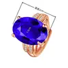 Gran Venta Anillo de Diamante Azul Grafito Grande Desnudo Anillo de Gema Topacio Chapado en Oro de 18 Quilates Diamante Zafiro Anillo Abierto