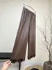 Pantalones Nuevos de Cuero PU Estilo Chino Casual Color Sólido Otoño 2025 Nuevo Diseño Estilo Nacional Pantalones Casuales de Moda Versátiles para Mujer
