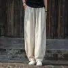 Pantalones de algodón y lino estilo chino, modernos y casuales, diseño de pierna ancha, nueva colección de verano, pantalones de pierna recta tipo linterna para mujer, sencillos y versátiles