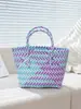 Bolso Tote Grande Tejido Nuevo Bolso Tote para Mujer Gran Capacidad Bolso de Playa Moda Versátil Bolso Cesta de Verduras DIY