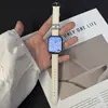 Adecuado para Apple S12 Correa de Apple Watch S109876Se Verano Hebilla de Metal en H Moda Cuero Pulsera de Muñeca para Mujer