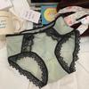 Sexy cetim preto cílios rendas cueca para as mulheres respirável amoreira virilha de seda meados de- cintura cuecas de quadril para as mulheres