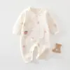 Ropa acolchada de una pieza para bebé para primavera, otoño e invierno, algodón fino, para proteger la barriga del recién nacido, ajustada, mameluco cálido estilo mariposa