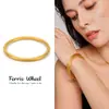 Rueda de la fortuna simple hueca brillante áspera lisa anillo pulsera acero titanio chapado oro 18K no se decolora pulsera para mujer lujo ligero nicho