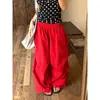 Calça casual de perna larga, fluida, cor sólida, estilo retrô americano, nova para o verão, para homens e mulheres, solta e casual, com um design relaxado e comprimento até o chão