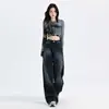 Jeans Reto Solto Americano com Caimento Gradiente Azul Escuro para Mulheres Nova Coleção Primavera & Outono 2025 Calça de Cintura Alta Larga