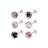 Brincos de Liga de Titânio com Zircônia Rosa para Piercing na Orelha, Studs para Cartilagem da Orelha, Brincos Deslumbrantes, Studs para Canal Auditivo, Não é Necessário Remover para Lavar ou Dormir, Acessórios para Orelha