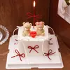 214 Decoración para Pastel del Día de San Valentín Figura de Osito Lindo Sentado Pareja Confesión Vela en Forma de Corazón Decoración Enchufe
