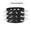 HYP Novo Acessório Transfronteiriço Europeu Pulseira Larga de Couro com Três Fileiras de Tachas Punk Ornamento para Motocicleta com Barra Oca