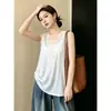 Camiseta sin mangas de encaje patchwork con cuello en V estilo francés para mujer de talla grande, Camisa base de estilo simple para chicas rellenitas, Versión delgada