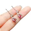 Pendientes de Rubí Natural Populares al por Mayor de Fábrica con Incrustaciones de Plata S925 Piedra Principal 4*6 Joyería de Lujo Directamente de Fábrica