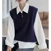 Chaleco de Punto Versátil para Otoño e Invierno, Chaleco Suéter sin Mangas Casual con Media Cremallera para Capas para Mujer