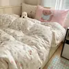 Juego de funda de edredón de algodón lavado Hello Kitty estilo Ins para chica de cuatro piezas, juego de sábanas de tres piezas estilo princesa para dormitorio