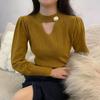 Tops Básicos para Mujer, Tops de Diseñador, Elegante Tejido con Cortes, Rojo, de Cuello Alto, Suéter Sexy A2746