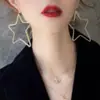 Pendientes de Gancho Únicos de Nicho, Pendientes Grandes Exagerados de Estrella de Cinco Puntas de Moda Europea y Americana, Elegantes Pendientes de Corazón Hueco de Metal de Celebridad de Internet para Mujer