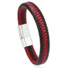 Pulsera trenzada de cuero multicolor de estilo simple nuevo europeo y americano con hebilla magnética de aleación, pulsera versátil retro para hombre, accesorios de joyería
