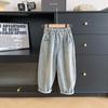 Xianao 2024 primavera e verão novas calças infantis dos meninos calças finas dos meninos coreanos grafite dos desenhos animados jeans retrô