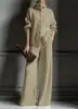 Conjunto de Tricô de 2 Peças Outono e Inverno Novo Europeu e Americano Transfronteiriço Cardigã de Gola Alta Cor Sólida com Manga Longa e Calça de Cintura Alta