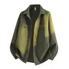 Camisa de color block con cuello y corte holgado para hombre, nueva chaqueta de estilo workwear vintage de otoño, top casual versátil