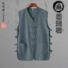 Camiseta masculina de verão algodão e linho colete camiseta interna camisa de cabeça velha roupa Tang jaqueta mandarim traje étnico chinês roupa para homem de meia-idade e idoso