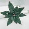 Nuevas Flores Navideñas de Gran Venta de 40 cm, Hojas Verdes con Borde Dorado, Flores Artificiales, Ramilletes Navideños, Adornos Comerciales